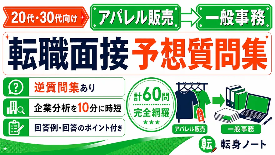 アパレル販売から一般事務への転職面接 予想質問集の表紙