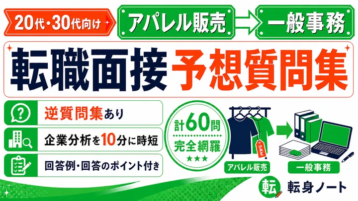 アパレル販売から一般事務への転職面接 予想質問集の表紙