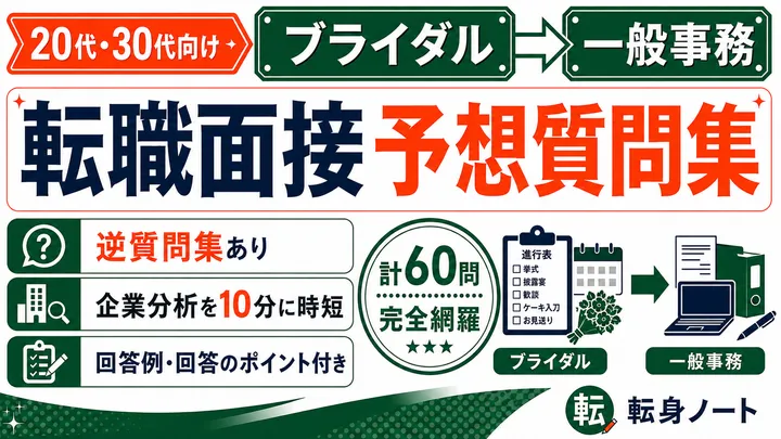 ブライダルから一般事務への転職面接 予想質問集の表紙