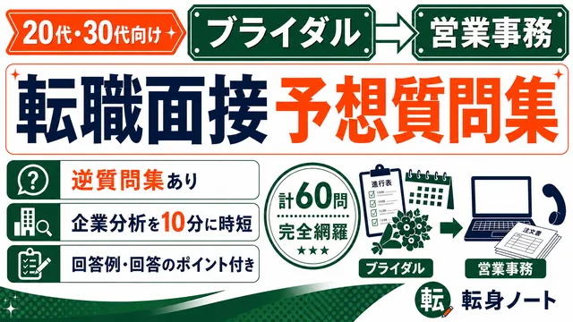 ブライダルから営業事務への転職面接 予想質問集の表紙