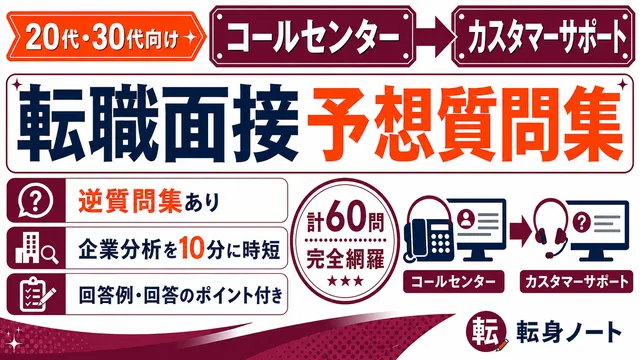 コールセンターからカスタマーサポートへの転職面接 予想質問集の表紙