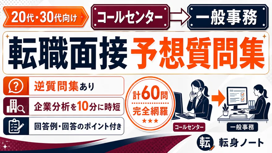 コールセンターから一般事務への転職面接 予想質問集の表紙