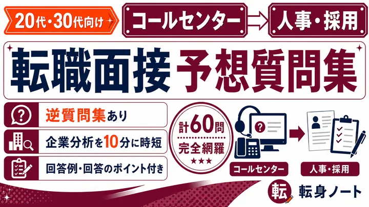 コールセンターから人事・採用への転職面接 予想質問集の表紙