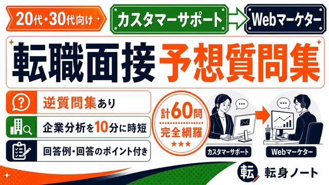 カスタマーサポートからWebマーケターへの転職面接 予想質問集の表紙