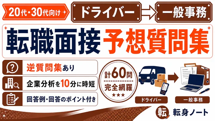 ドライバーから一般事務への転職面接 予想質問集の表紙