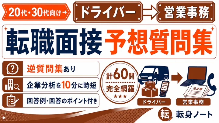 ドライバーから営業事務への転職面接 予想質問集の表紙