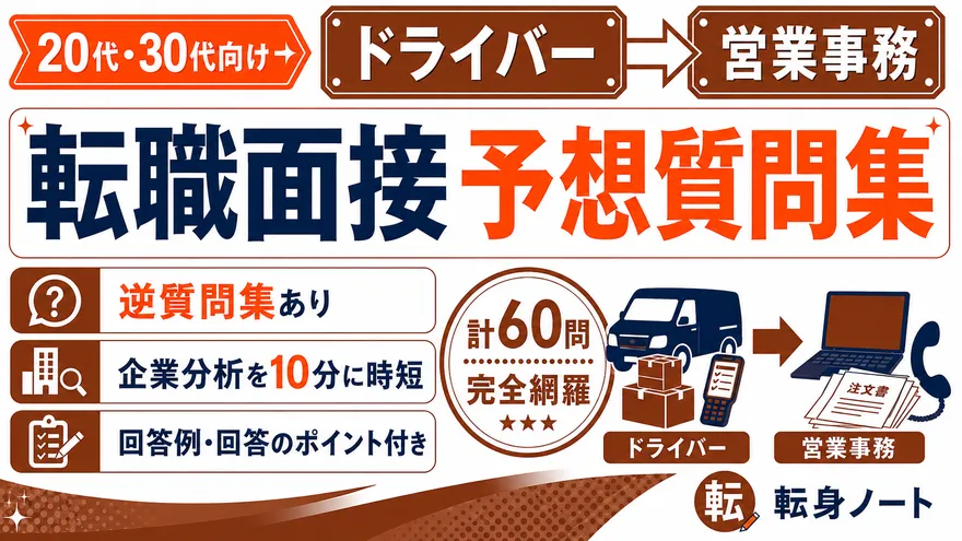 ドライバーから営業事務への転職面接 予想質問集の表紙