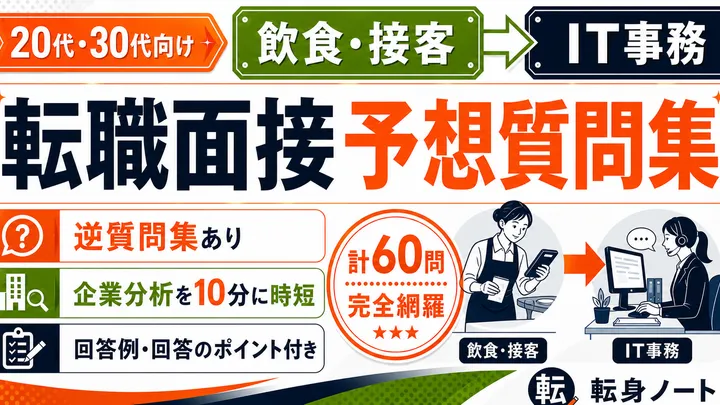 飲食・接客からIT事務への転職面接 予想質問集の表紙