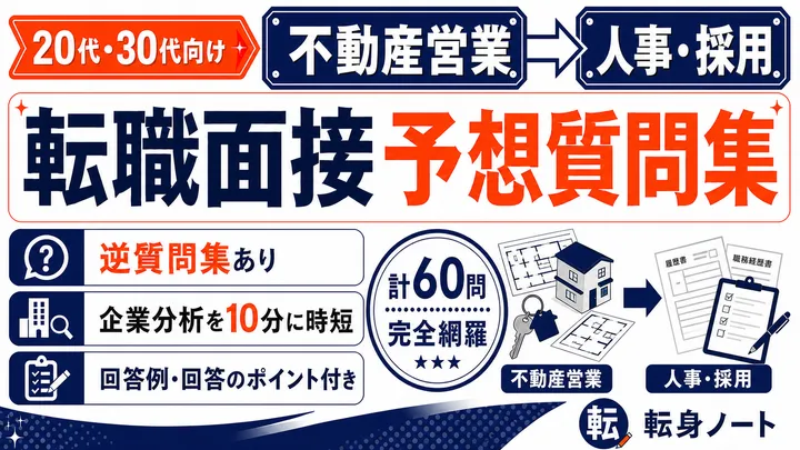 不動産営業から人事・採用への転職面接 予想質問集の表紙