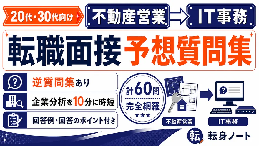 不動産営業からIT事務への転職面接 予想質問集の表紙